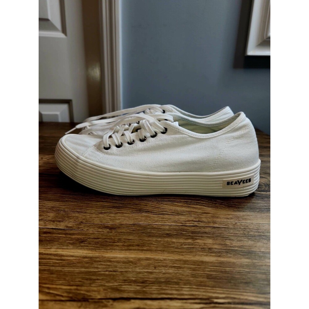 SeaVees Monterey Platform Sneakers, White Canvas; Women's Size 10 - Picture 1 of 16
